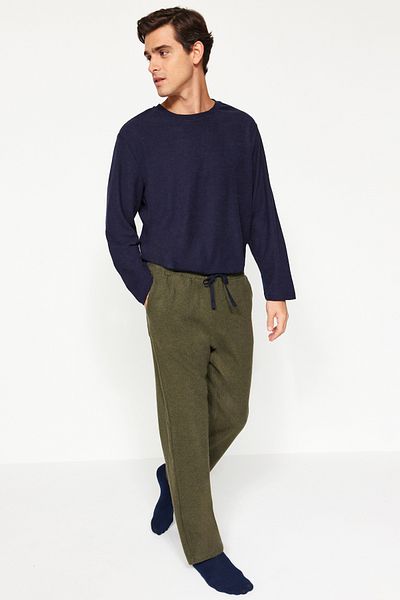 Trendyol Collection Gewebte Unisex-Pyjamahose in Khaki – bequeme Passform TMNAW24PJ00017