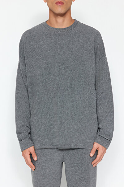 Trendyol Collection Anthracite Ottoman Knitted Pajama talcum TMNAW24PT00053