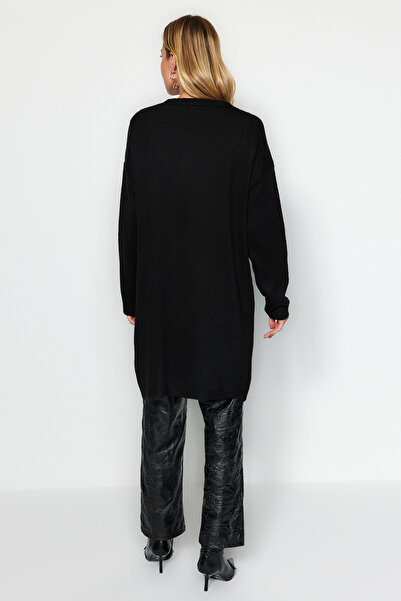 Kolekcia Trendyol Kardigan z mäkkého úpletu - čierny, detail vrecka, Twoaw24Hi00381