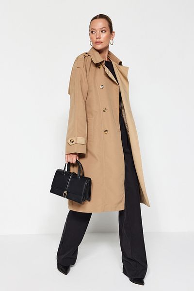 Trendyol Collection Mink Oversize Wide Cut Water Repellent Trench Coat TWOAW24TR00029