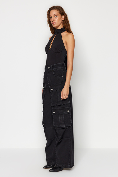 Trendyol Collection X Sagaza Studio Anthracite Cargo Pocket farmer TCLAW24JE00004