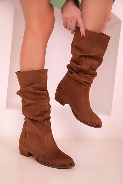 SOHO Hellbraune Wildlederstiefel und Stiefeletten für Damen 15331