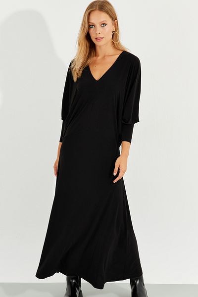 Cool & Sexy Dámské midi šaty s černým netopýřím rukávem BK272021