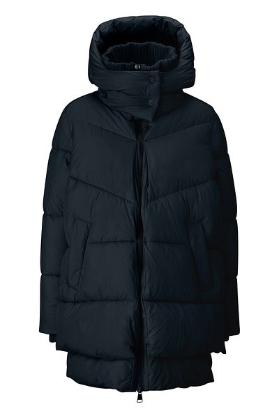 Puffer coat with wraparound collar sales