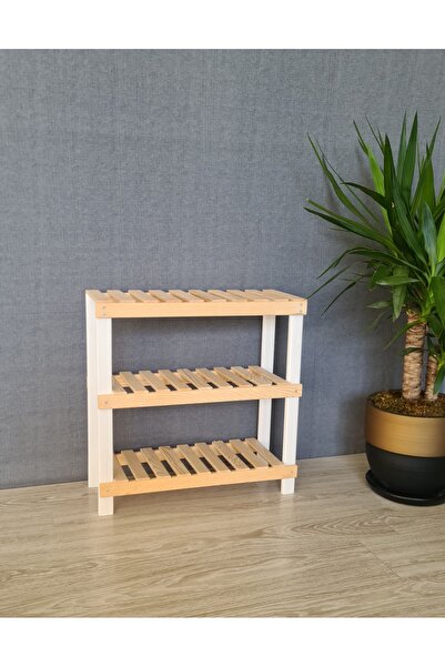 EGN WOODS 3'LÜ AHŞAP AYAKKABILIK ANTRE HOL DÜZENLEYİCİ RAF, ÇİÇEKLİK