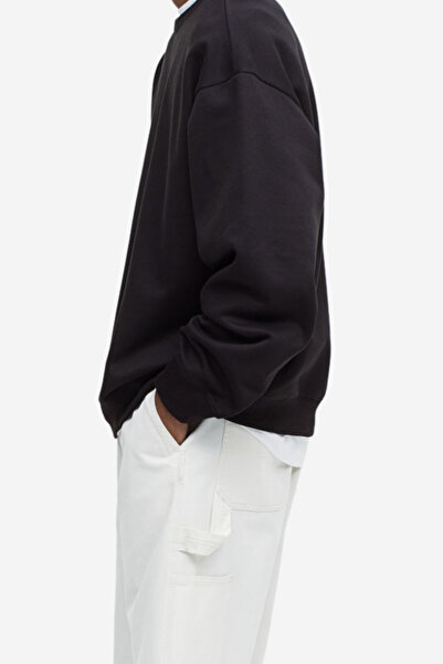NAKRUF Erkek Siyah Oversize Sweatshirt