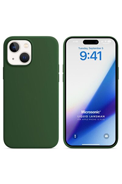 Microsonic Uyumlu iPhone 15 Plus Kılıf Liquid Lansman Silikon Koyu Yeşil