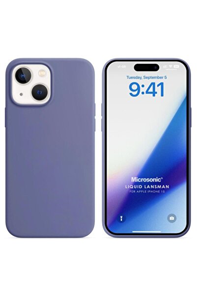 Microsonic Apple iPhone 15 Kılıf Liquid Lansman Silikon Lavanta Grisi