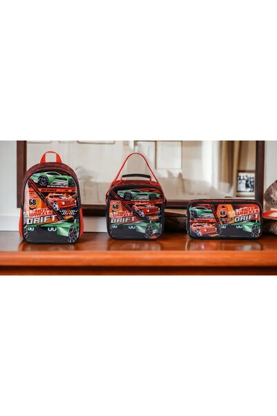 HOT WHEELS PRIMARY BAG HAWK DRIFT, FEEDING BAG AND PENCIL CASE
