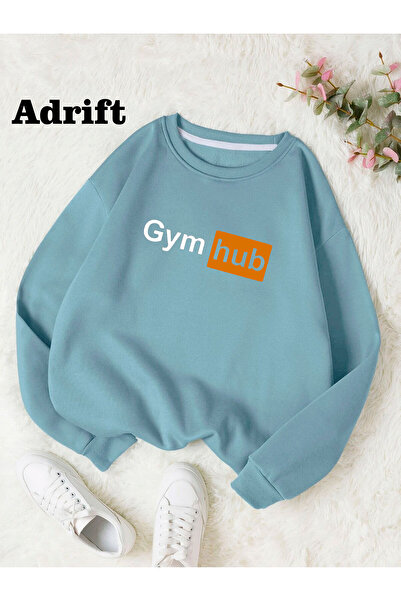 Adrift Hanorac oversize cu guler rotund din bumbac Gym Hub BEBE MAVI