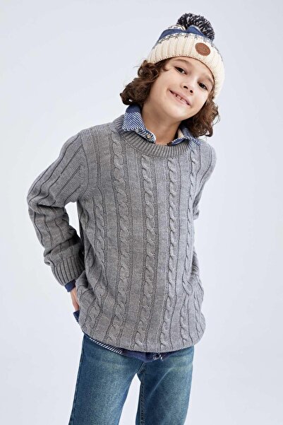 DeFacto Chlapecký pletený svetr s výstřihem Z2404A623Wn