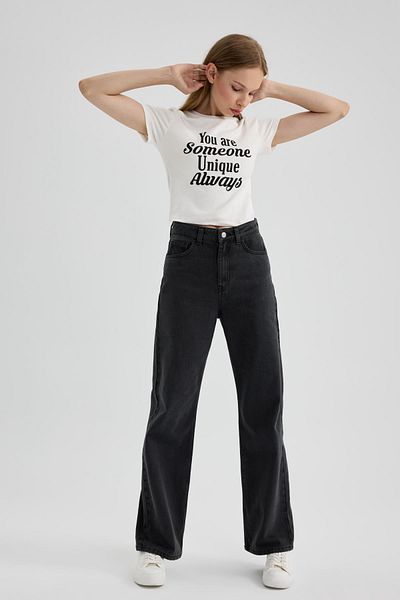 DeFacto 90's Wide Leg High Waist Wide Leg Long Jean Pants A8193ax23wn