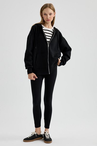 DeFacto Oversize Fit Hooded Thick Fabric Cardigan V7995az23wn
