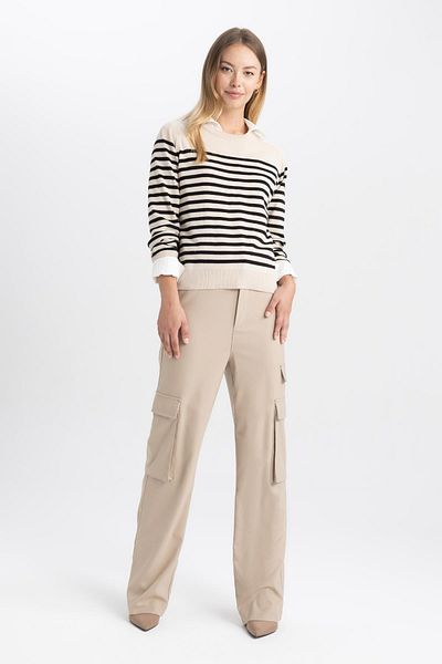DeFacto Pulover de tricotaj cu dungi cu gât crew - Regular Fit Z1317az23wn
