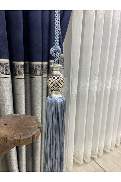 Akcan Indigo Blue Color Silver Laurel Long Bracelet