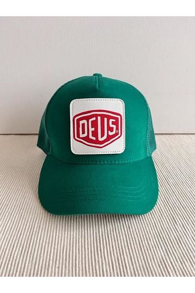 CosmoOutlet Deus Removable Logo Adjustable Unisex Sticker Mesh Benetton Green Hat