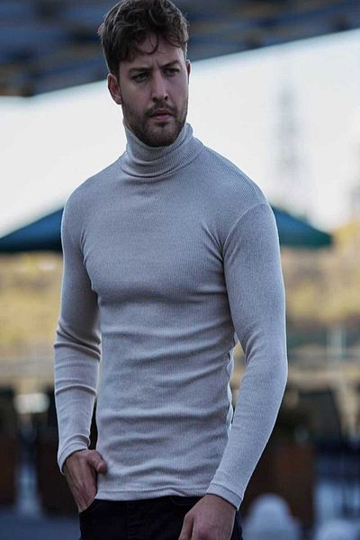 Qalina Life Set of 4 Unisex Full Lycra Flexible Black White Khaki And Gray Turtleneck Turtleneck Winter Sweater
