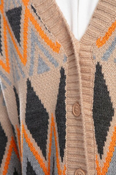 XHAN Beige Ethnic Patterned Cardigan 3YXE3-47566-25