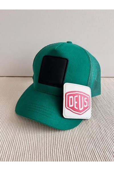 CosmoOutlet Πράσινο καπέλο Benetton με αφαιρούμενο λογότυπο Deus με ρυθμιζόμενο αυτοκόλλητο Unisex