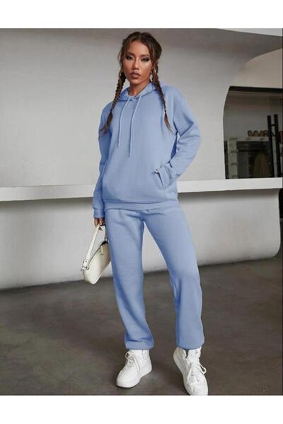 AFROGİYİM Kadın Düz Oversize Eşofman Takımı