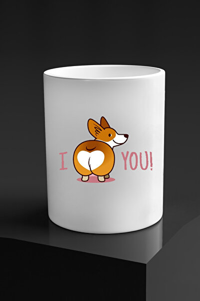 Bytwo كوب قهوة مزدوج بدون مقبض من I Love You - 300 مل- كوب ماء -