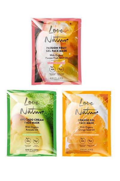 Oriflame Love Nature 3-Piece Face Mask Set Made of Organic Fruits
