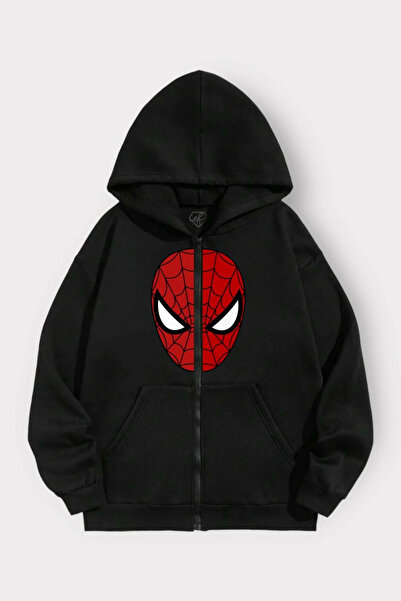 DEEFWEAR Cardigan unisex cu cu glugă fermoar Black Silhouette