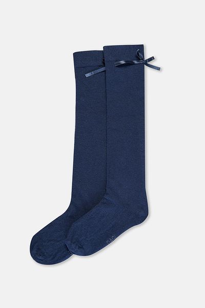 Dagi Marineblaue Mädchen-Kniestrümpfe mit Schleife