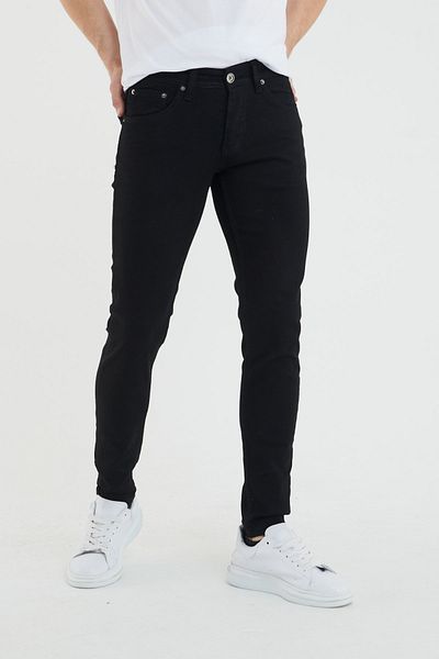 Newtime Men's Trousers Plain Black (BLACK BLACK) Skinny Fit Lycra