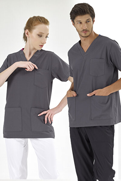 ÇİZGİ MEDİKAL Smoked Silva Luxury Lycra Doctor Nurse Μονό Κορυφαίο Τζέρσεϊ (Υ...