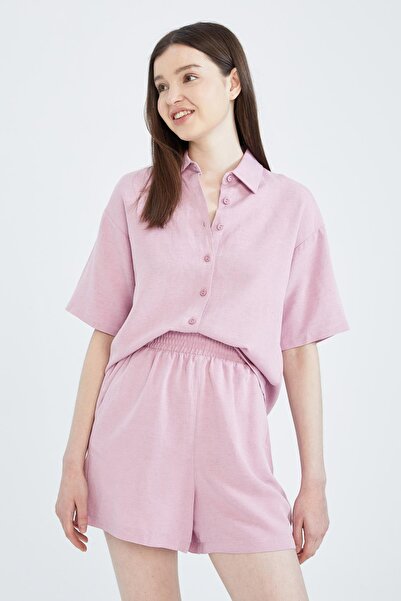 DeFacto Relax Fit Pocketed Linen Blend Shorts