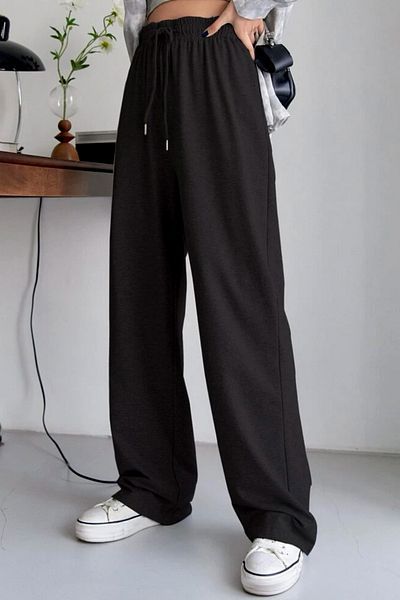 EFBUTİK Schwarze Jogginghose mit weitem Bein
