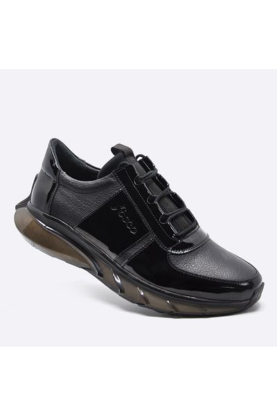 Fosco Genuine Leather Sneaker Men's Shoes Black 9873 100