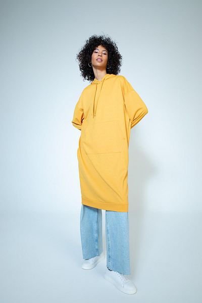 DeFacto Φούτερ με τσέπες καγκουρό με κουκούλα Oversize Tunic