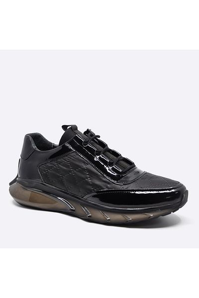 Fosco Genuine Leather Sneaker Men's Shoes Black 9871 100