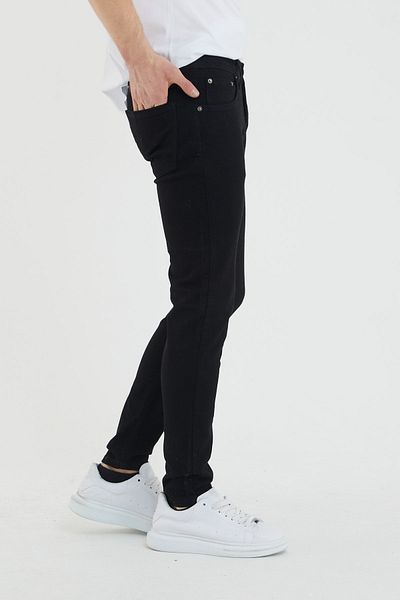 Newtime Men's Trousers Plain Black (BLACK BLACK) Skinny Fit Lycra