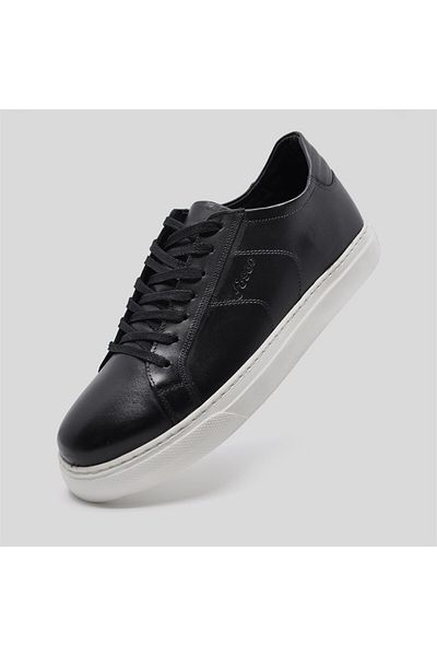 Fosco Genuine Leather Sneaker Sports Men's Shoes Black 9757