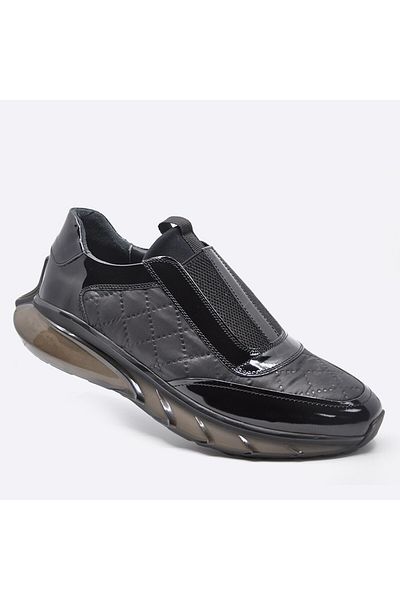Fosco Genuine Leather Sneaker Men's Shoes Black 9872 100