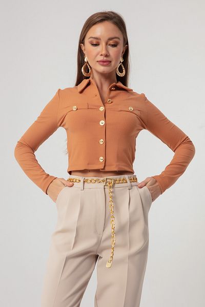 Lafaba Women's Tile Button Short Knitted Blouse