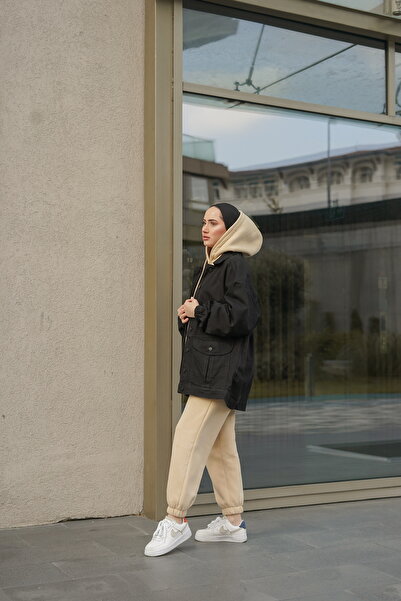 RamosWB Γυναικείο τζιν μπουφάν με oversized τσέπες με κουμπιά που κλείνει με γιακά πουκάμισο με μπαλόνι μανίκια