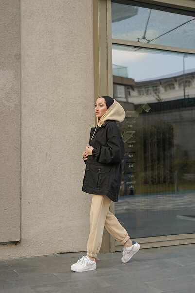 RamosWB Γυναικείο τζιν μπουφάν με oversized τσέπες με κουμπιά που κλείνει με γιακά πουκάμισο με μπαλόνι μανίκια