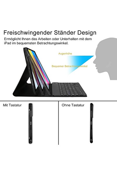 m.tk moveteck iPad 10. Generation & 11 A16 2025 Compatible Keyboard Case Wireless Bluetooth Pen