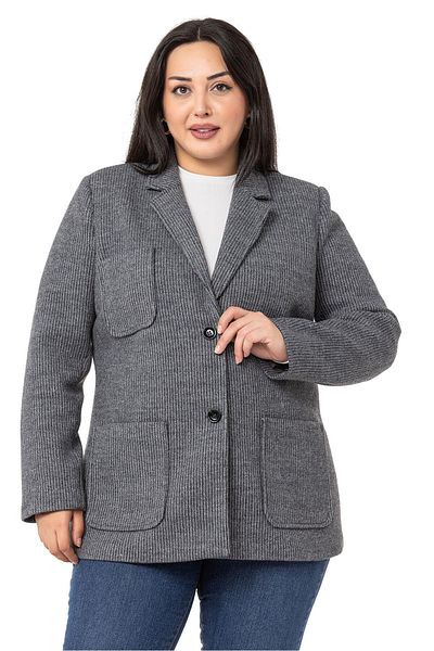 DISENTIS MODEST Jachetă gri căptușită cu buzunar pentru blazer de marime