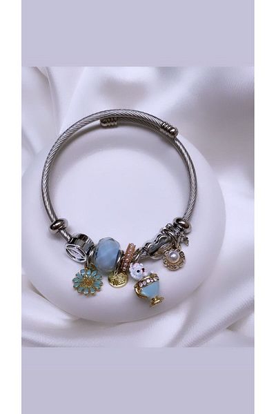 Accessories Silver Color Daisy Charm Steel Bracelet