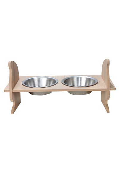 TİNEKE CAT HEADED Wooden 2-Piece Food Bowl Food Containers for CAT and DOGS 1 PC