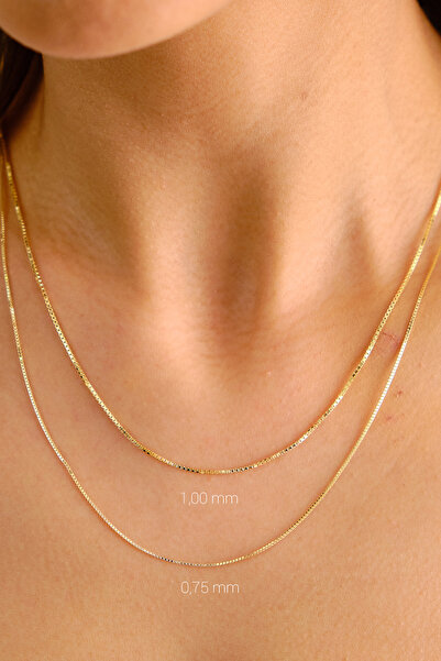 LİLAK KUYUMCULUK 14 Ayar Altın Küp Zincir Kolye 1 mm