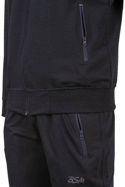 BSM Чоловічий високоякісний бавовняний спортивний костюм з капюшоном, лікрами, блискавкою та манжетами на штанинах.