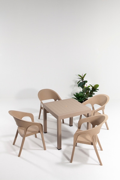 MOBETTO Rattan Camsız Masa Takımı, Garden Sandalye