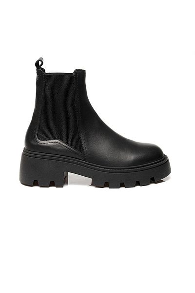 Greyder 57591 Women's Black Genuine Leather Chelsea Laceless Elastic Daily Boots