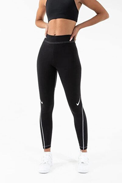 Nike Sportswear Leggins Swoosh 7/8 Toparlayıcı Siyah Pamuklu Kadın Spor Tayt